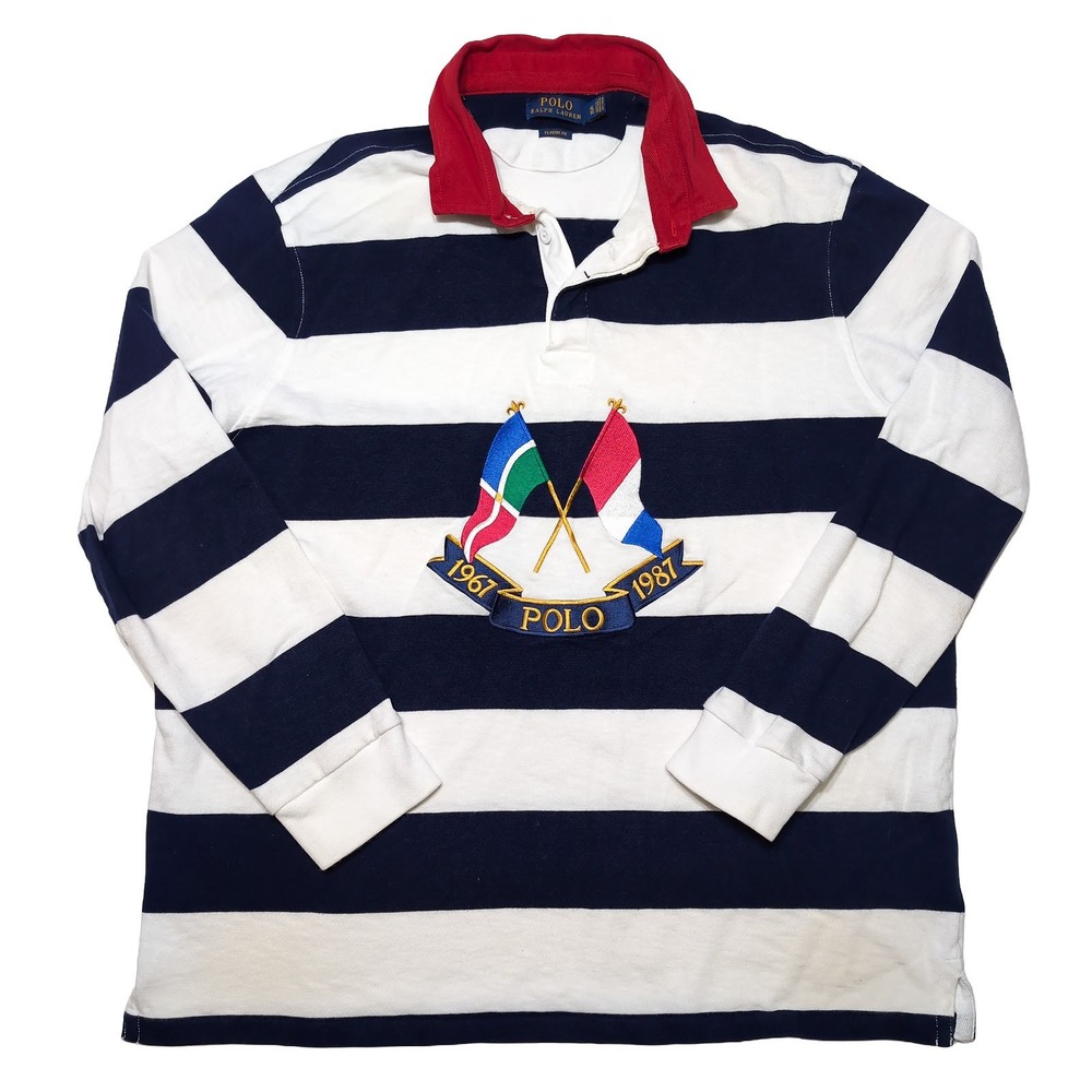 POLO RALPH LAUREN Long Sleeve Rugby Shirt XL Cross Flag Yacht Regatta 1967 1987